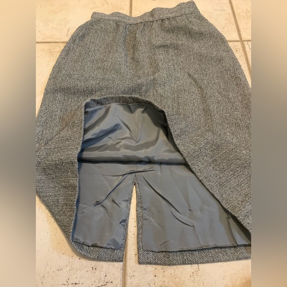Vintage PORTS INTERNATIONAL 80% Alpaca Wool Herringbone Midi A-Line Skirt 12 - Picture 3 of 9